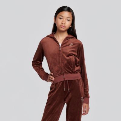 Picture of Juicy Couture Girls Zip Through Velour Hoodie & Relaxed Jogger Set X 2 - Bitter Chocolate