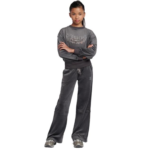 Picture of Juicy Couture Girls Velour Sweater & Wide Joggers Set X 2 - Black Oyster
