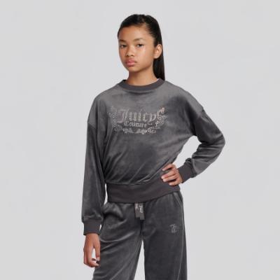 Picture of Juicy Couture Girls Velour Sweater & Wide Joggers Set X 2 - Black Oyster