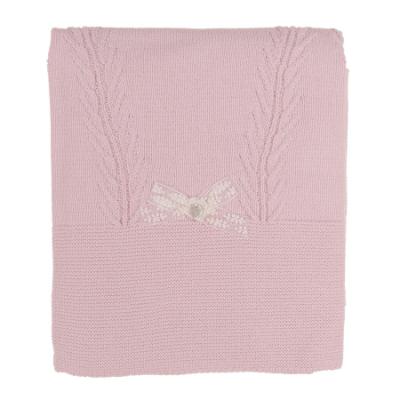 Picture of Rigola Baby Girls Little Blossom Raised Knit Organic Cotton Shawl - Pink