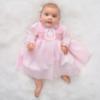 Picture of Sarah Louise Girls Smocked Bodice Scallop Collar Dress - Pale Pink White