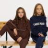 Picture of Ansandro Kids Activewear Ribbed Top & Leggings Set - Chocolate