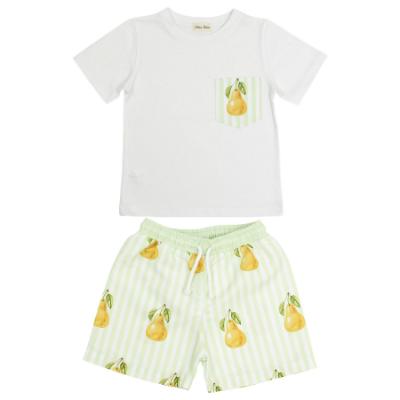 Picture of Meia Pata Boys Pears T-shirt & Swim Shorts Set X 2 - White Lemon Green