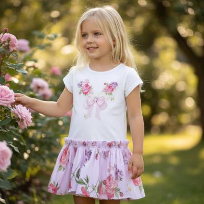 Picture of Monnalisa Girls Garden Party Butterfly Dress - Ivory Lilac