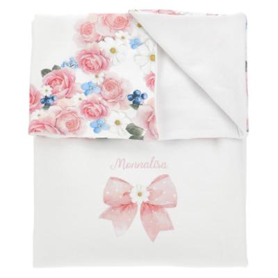 Picture of Monnalisa Bebe Girls Rose Garden Blanket - Ivory Pink