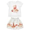 Picture of PRE ORDER Monnalisa Bebe Girls Disney Pooh Bear Top & Skirt Set X 2 - Ivory Red Blue