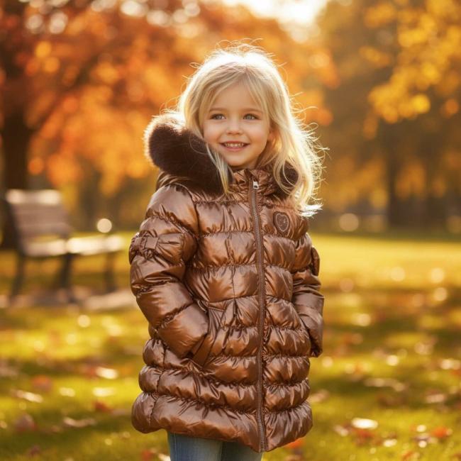 Picture of A Dee Initial Icon Montana Padded Long Metallic Jacket - Chocolate Brown