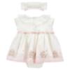 Picture of PRE ORDER Monnalisa Bebe Girls Romantic Bunny Skirted Romper & Headband - Ivory Pink