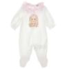 Picture of Monnalisa Bebe Girls Romantic Bunny Babygrow  - Ivory Pink