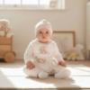 Picture of PRE ORDER Monnalisa Bebe Girls Romantic Bunny Babygrow Hat & Bib Set X 3  - Ivory Pink