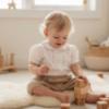 Picture of Sarah Louise Baby Girls Embroidered Jampant Set X 2 - Ivory Beige
