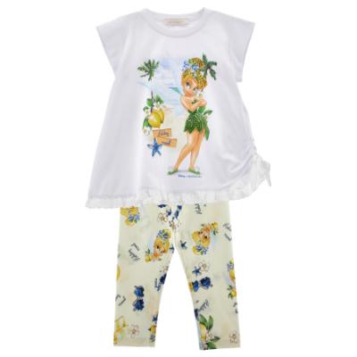 Picture of PRE ORDER Monnalisa Girls Tinkerbell Tunic & Legging Set X 2 - White Yellow