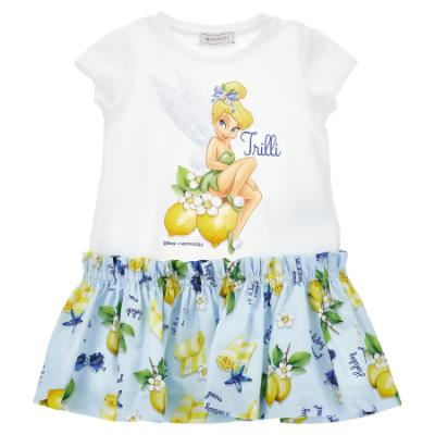 Picture of PRE ORDER Monnalisa Girls Tinkerbell Drop Waist Dress - White Yellow