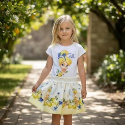 Picture of PRE ORDER Monnalisa Girls Tinkerbell Top & Skirt Set X 2 - White Yellow