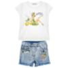 Picture of PRE ORDER Monnalisa Girls Tinkerbell Top & Denim Shorts Set X 2 - White Yellow