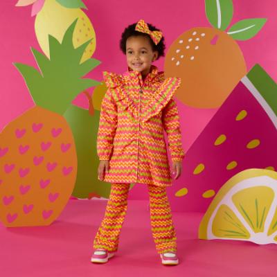 Picture of PRE ORDER A Dee Tutti Frutti Tanya Zig Zag Print Raincoat - Bright Pink