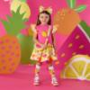 Picture of PRE ORDER A Dee Tutti Frutti Tilly Print Mix Dress - Bright Pink