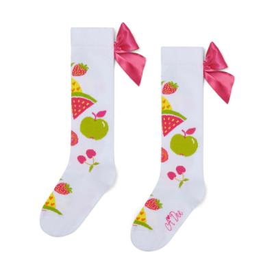 Picture of PRE ORDER A Dee Tutti Frutti Tammy Knee High Bow Socks - Bright White
