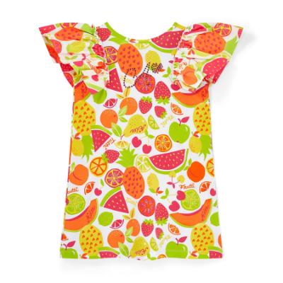 Picture of PRE ORDER A Dee Tutti Frutti Tamara Print Dress With Bow - Bright White