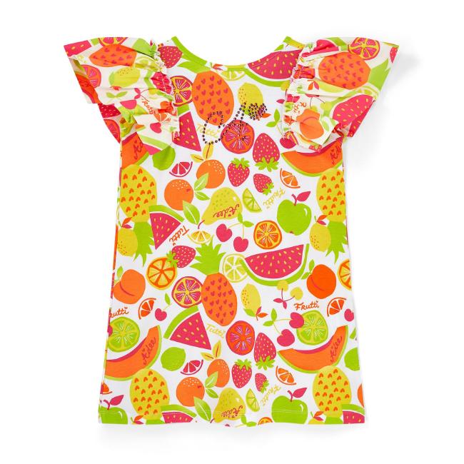 Picture of PRE ORDER A Dee Tutti Frutti Tamara Print Dress With Bow - Bright White