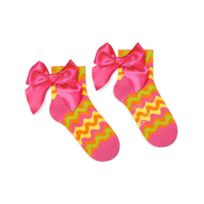 Picture of PRE ORDER A Dee Tutti Frutti Tamson Zig Zag Print Ankle Socks - Bright Pink
