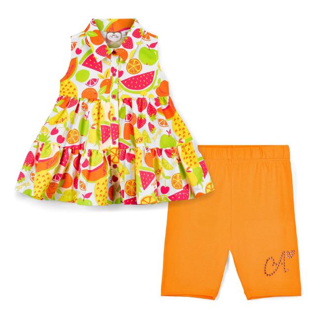 Picture of PRE ORDER A Dee Tutti Frutti Tessy Print Cycling Short Set X 2 - Bright White