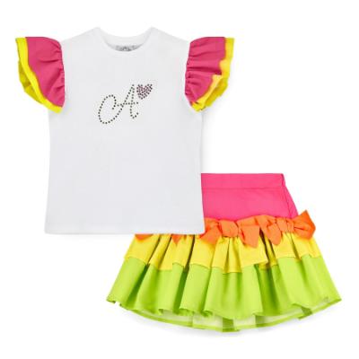 Picture of PRE ORDER A Dee Tutti Frutti Taylor Colourblock Skirt Set X 2 - Bright White