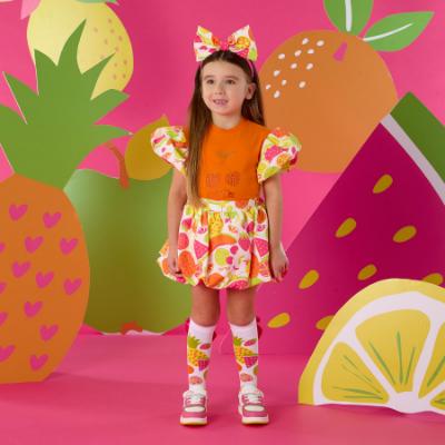 Picture of PRE ORDER A Dee Tutti Frutti Tia Print Puff Skirt Set X 2 - Bright Orange