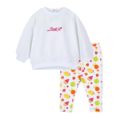 Picture of PRE ORDER Little A Baby Girls Cutie Frutti Polly Sweatshirt & Legging Set x 2 - Bright White