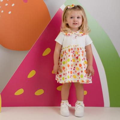 Picture of PRE ORDER Little A Baby Girls Cutie Frutti Payton Print Dress - Bright White