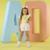 Picture of A Dee Signature Summer Sienna Initial Print Short Set X 2 - Lemon Cake