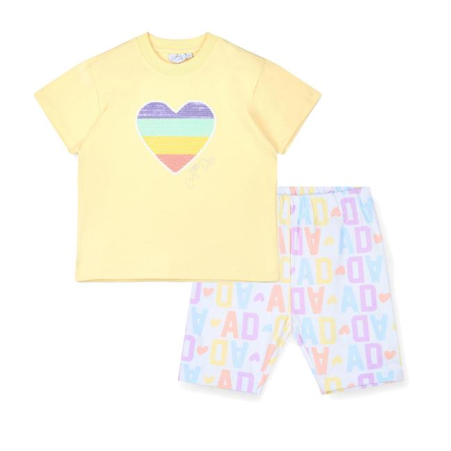 Picture of A Dee Signature Summer Saz Initial Print Cycling Short Set X 2 - Lemon Cake
