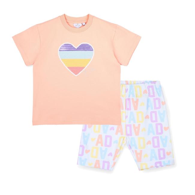 Picture of A Dee Signature Summer Saz Initial Print Cycling Short Set X 2 - Peach Cream