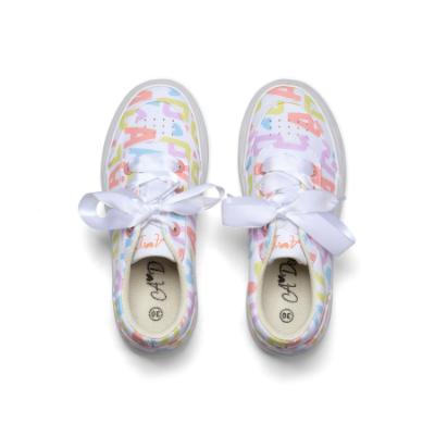 Picture of A Dee Signature Summer Patty Initial Print Platform Trainer  - Bright White Multi