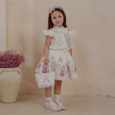 Picture of Daga Girls Blush Harmony Peony Skirt & Blouse Set X 2 - White Pink