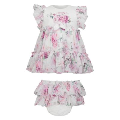 Picture of Daga Baby Girls Blush Harmony Peony Dress & Panties Set X 2 - White Pink