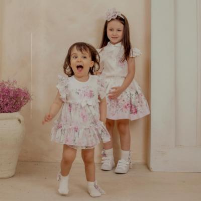 Picture of Daga Baby Girls Blush Harmony Peony Dress & Panties Set X 2 - White Pink