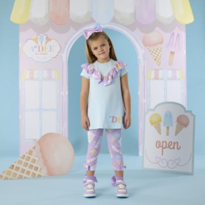 Picture of A Dee Pastel Parlour Scarlett Ice Cream Print Legging Set - Soft Blue