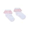 Picture of Little A Baby Girls Perfectly Pink Odette Bow Print Frill Ankle Sock - Bright White
