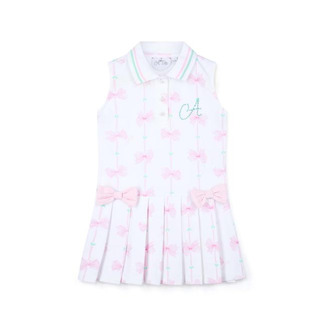 Picture of A Dee Bowtique Chic Raven Bow Print Tennis Dress - Bright White