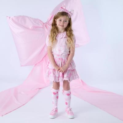 Picture of A Dee Bowtique Chic Ramona Bow Print Knee Socks - Pink Blossom