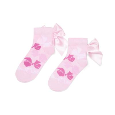 Picture of A Dee Bowtique Chic Rina Bow Print Ankle Socks - Pink Blossom