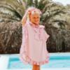 Picture of A Dee Bowtique Chic Rosie Bow Print Frill Toweling Poncho - Pink Blossom