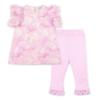 Picture of A Dee Bowtique Chic Rachel Bow Print Legging Set With Broderie Anglaise - Pink Blossom