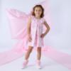 Picture of A Dee Bowtique Chic Ruth Bow Print Dress With Broderie Anglaise Collar - Pink Blossom
