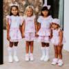 Picture of A Dee Bowtique Chic Riri Bow Print Skirt Set With Broderie Anglaise - Pink Blossom