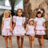 Picture of A Dee Bowtique Chic Riri Bow Print Skirt Set With Broderie Anglaise - Bright White