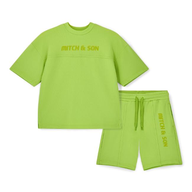 Picture of Mitch & Son JNR Rory Dropped Shoulder Short  Set X 2 - Lime Sherbet