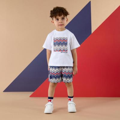 Picture of Mitch & Son JNR Pedro T-shirt & Pablo ZigZag Print Swimshorts Set X 2 - Blue Navy
