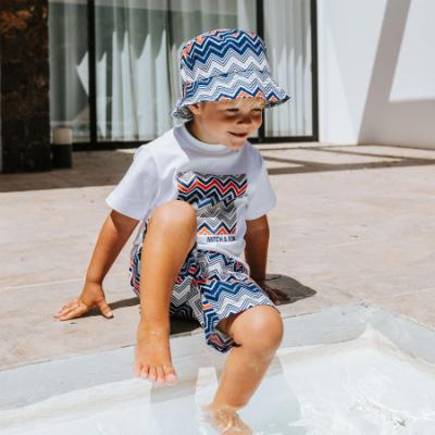 Picture of PRE ORDER Mitch & Son JNR Peyton ZigZag Print Bucket Hat - Blue Navy
